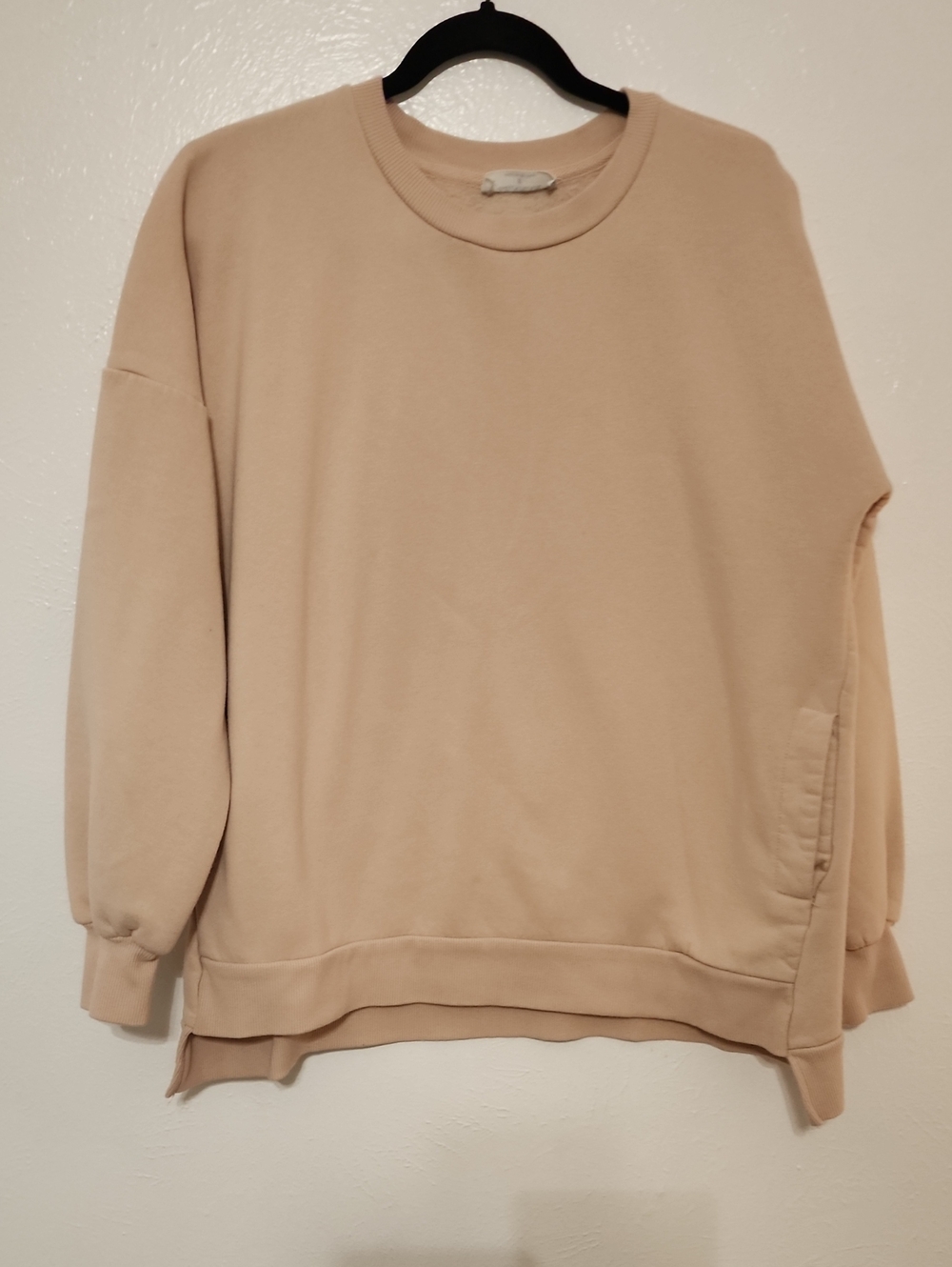 S - Zenana Fleece Hi-Low Boyfriend Sweatshirt with Pockets Brown